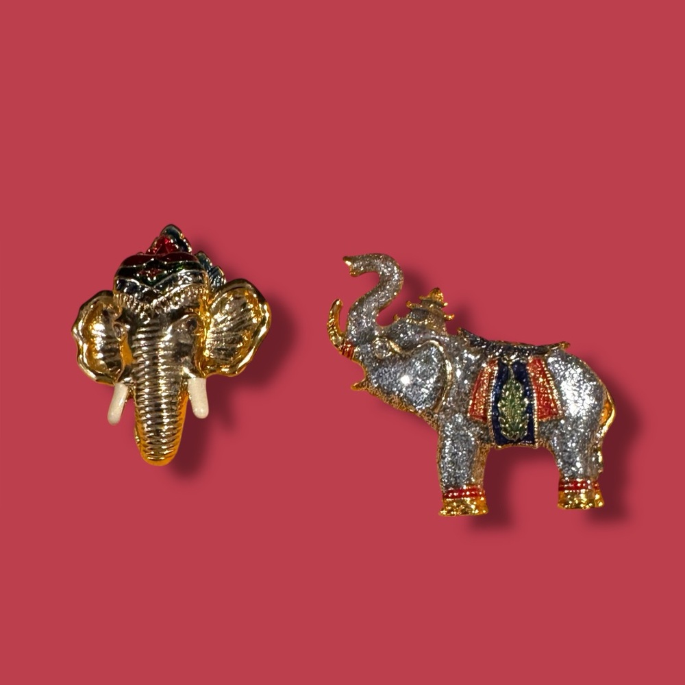 Elephant Brooch Pin Set